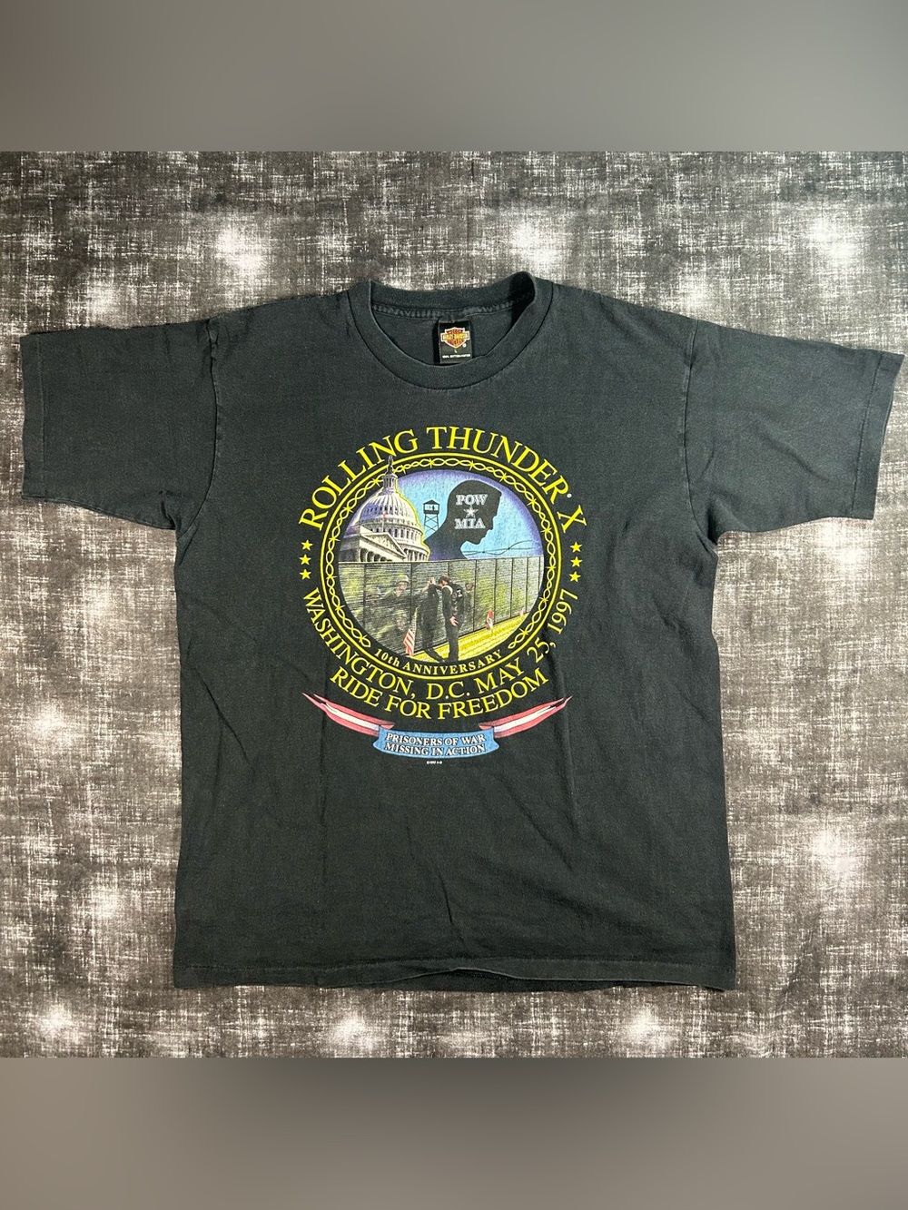 VTG 90s Harley Davidson Shirt Mens L Rolling Thunder Washington DC Single Stitch
